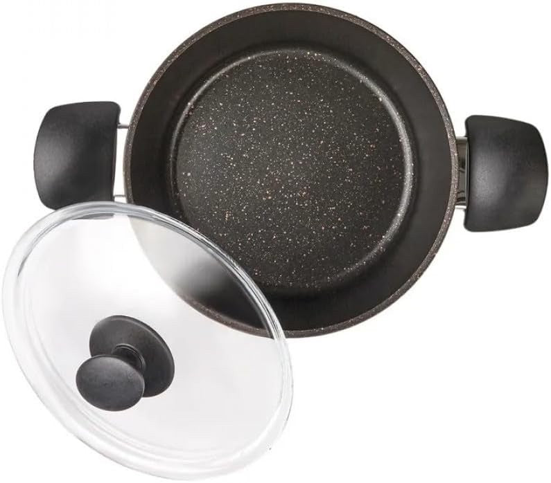 7pcs Black Biogranite Non Stick Induction Cookware Set with Lids, PFOA Free