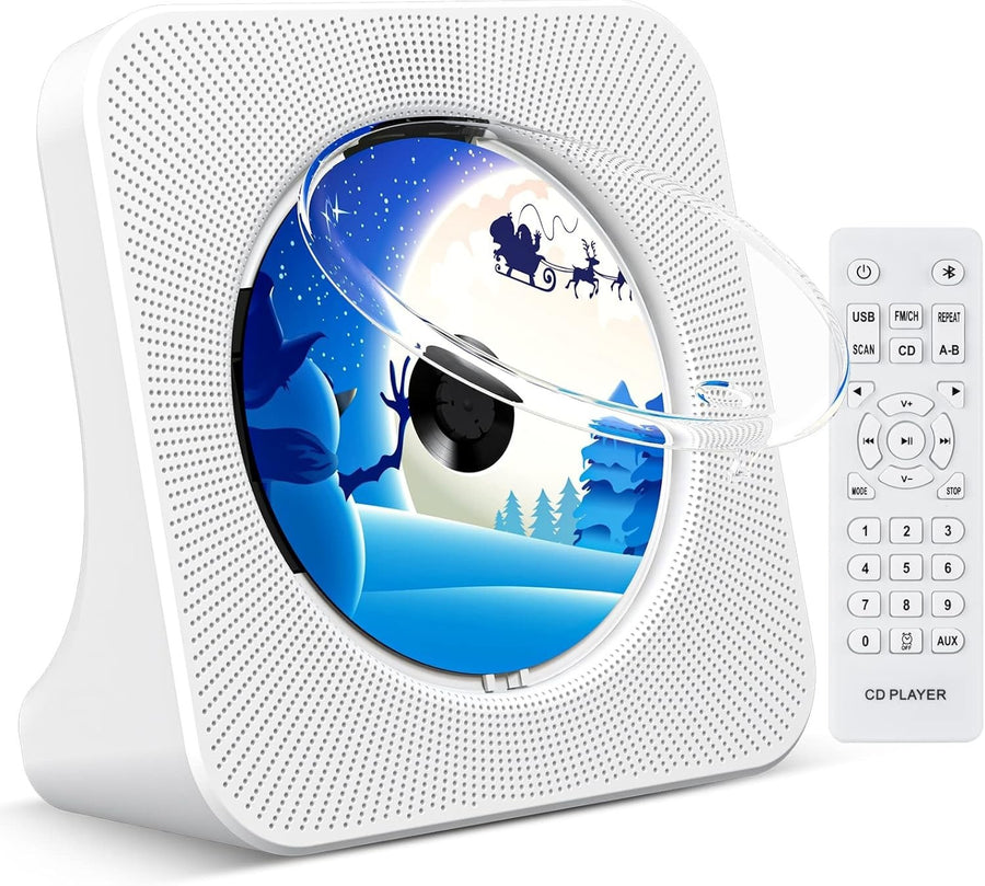 Desktop CD Player Bluetooth 5.0 Speakers FM Radio USB AUX Remote LCD