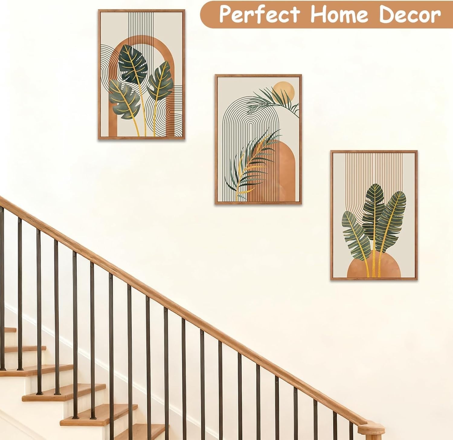 3PCS Wooden Boho Wall Art 30x20cm Geometric Hanging Decor