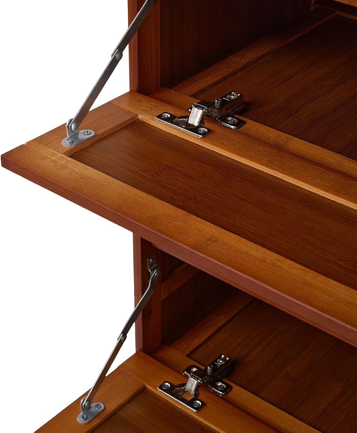 5-Tier Bamboo Shoe Storage Cabinet with Flip-Down Doors & Dustproof Design