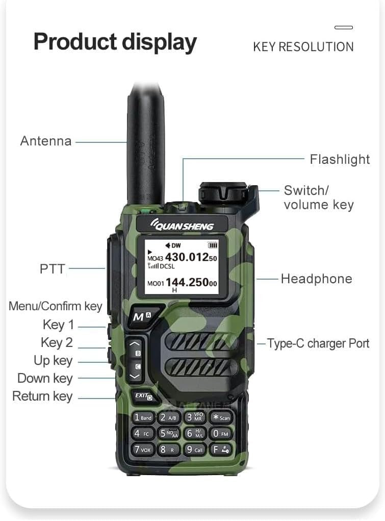 Dual Band Ham Radio 5W Portable Walkie Talkie NOAA FM Type-C UV-K5