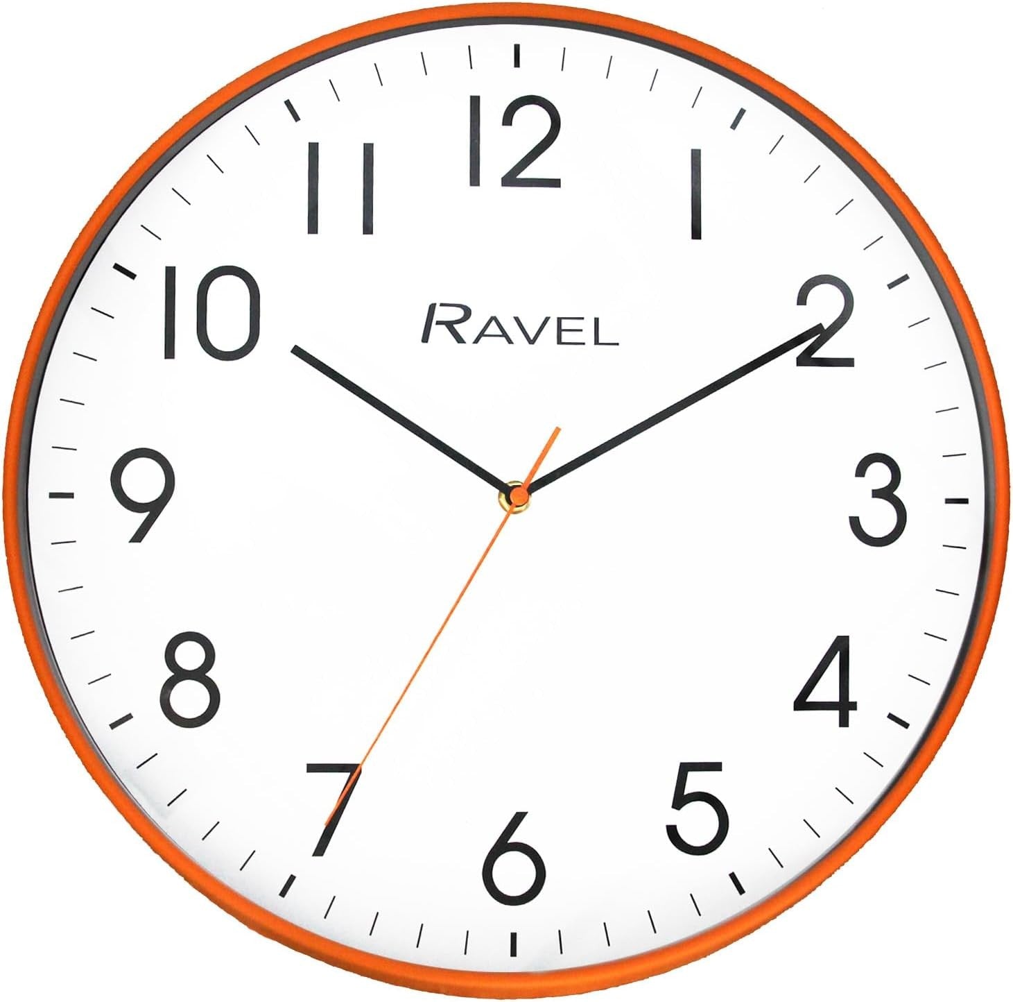 Large 40cm Silent Wall Clock Orange Frame Modern Easy-Read Quartz Home Decor