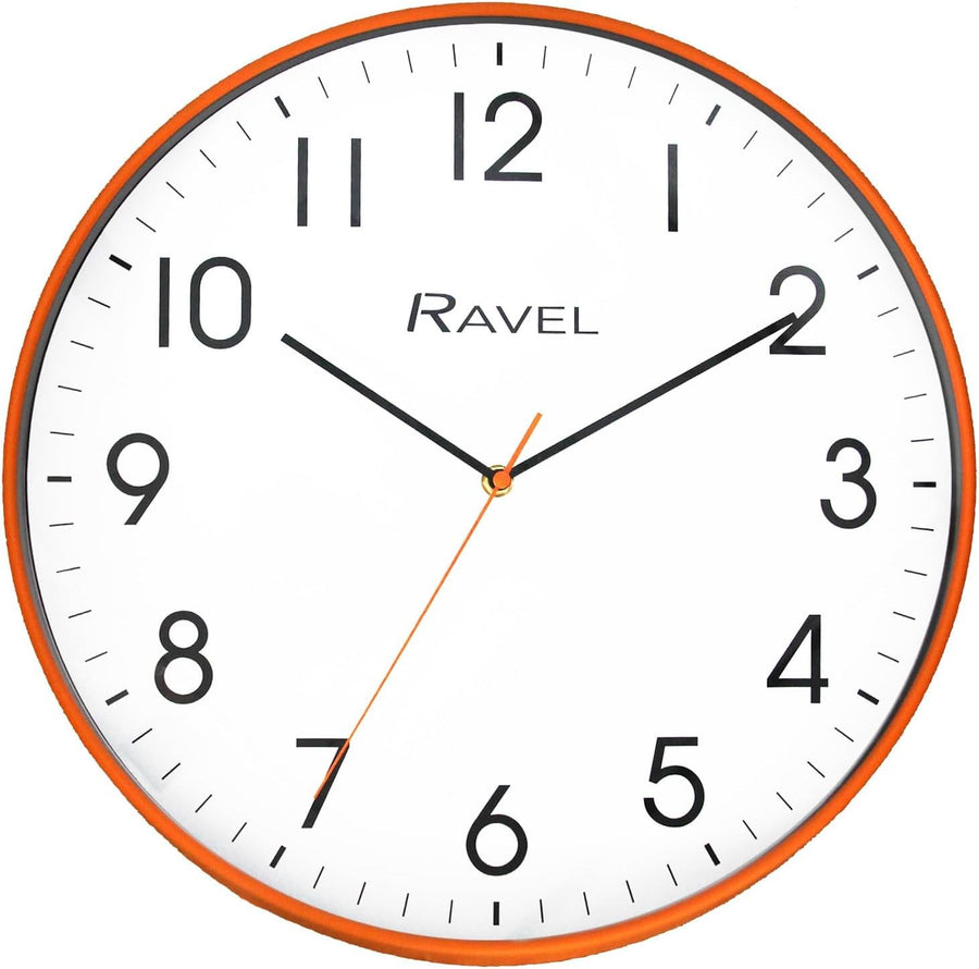 Large 40cm Silent Wall Clock Orange Frame Modern Easy-Read Quartz Home Decor