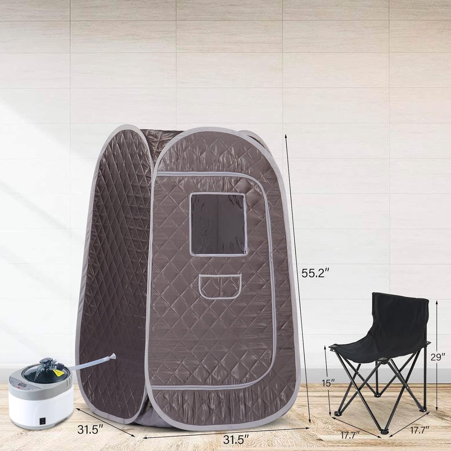 Full Size Portable Steam Sauna Home Spa Set 4L 1600W Fast Heat Detox Tent Chair