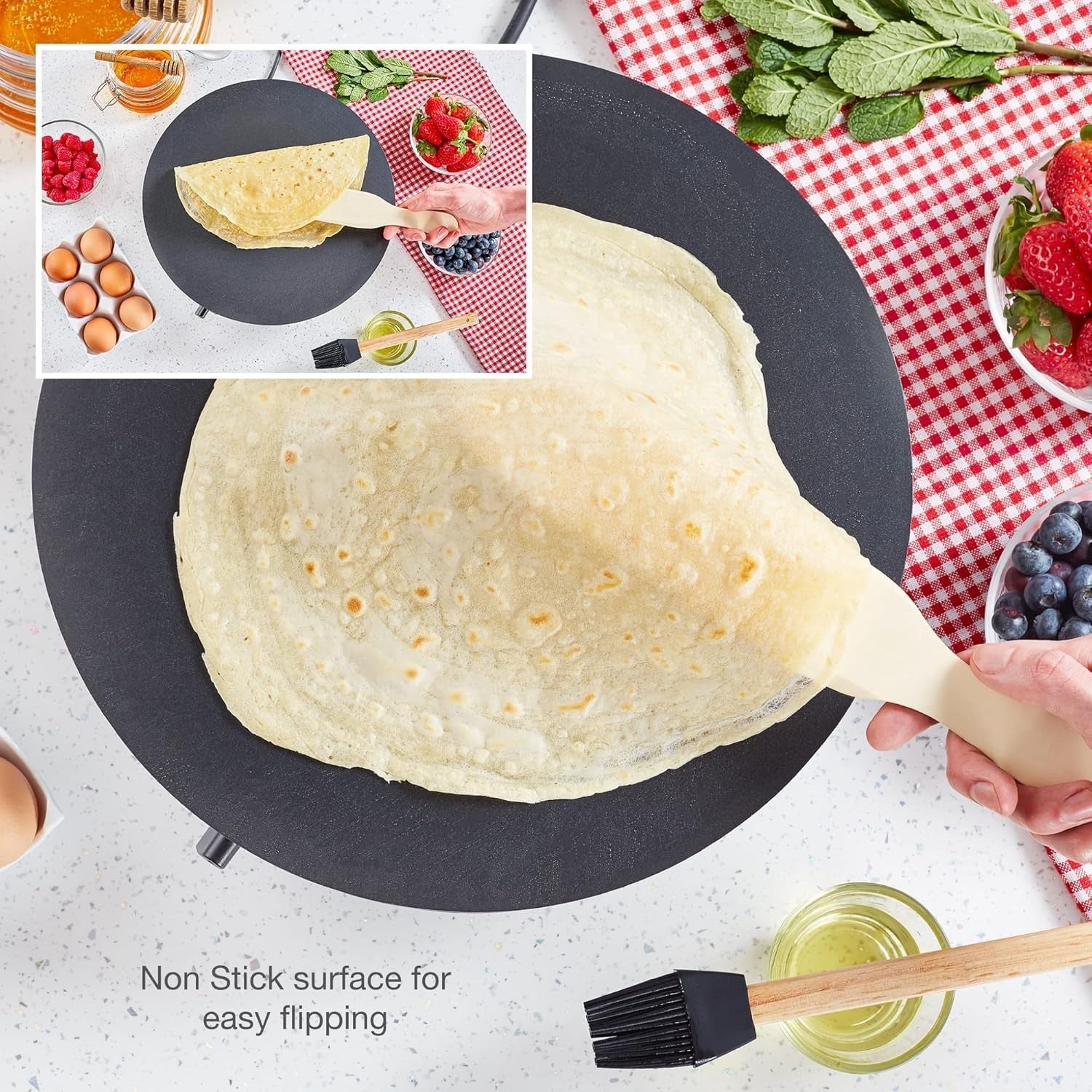 13" Electric Crepe & Pancake Maker 1200W Non-Stick w/ Accessories