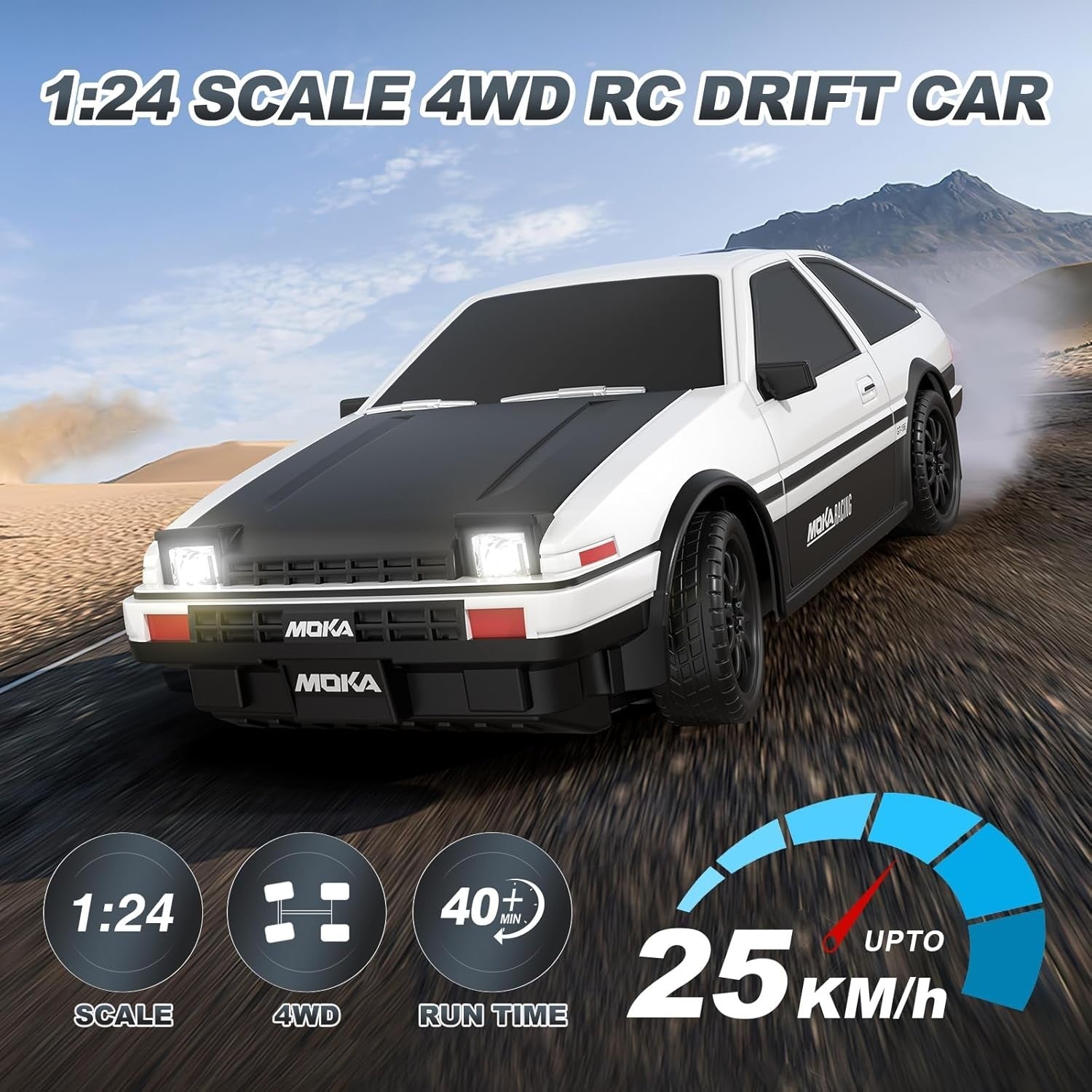 1:24 RC Drift Car 4WD 25KM/H Fast Remote Control Racing Car Toy Gift for Kids