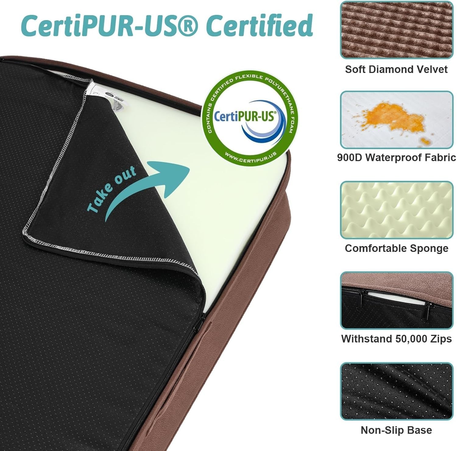 Orthopedic Dog Sofa Bed 30x20x7.5in Memory Foam Washable