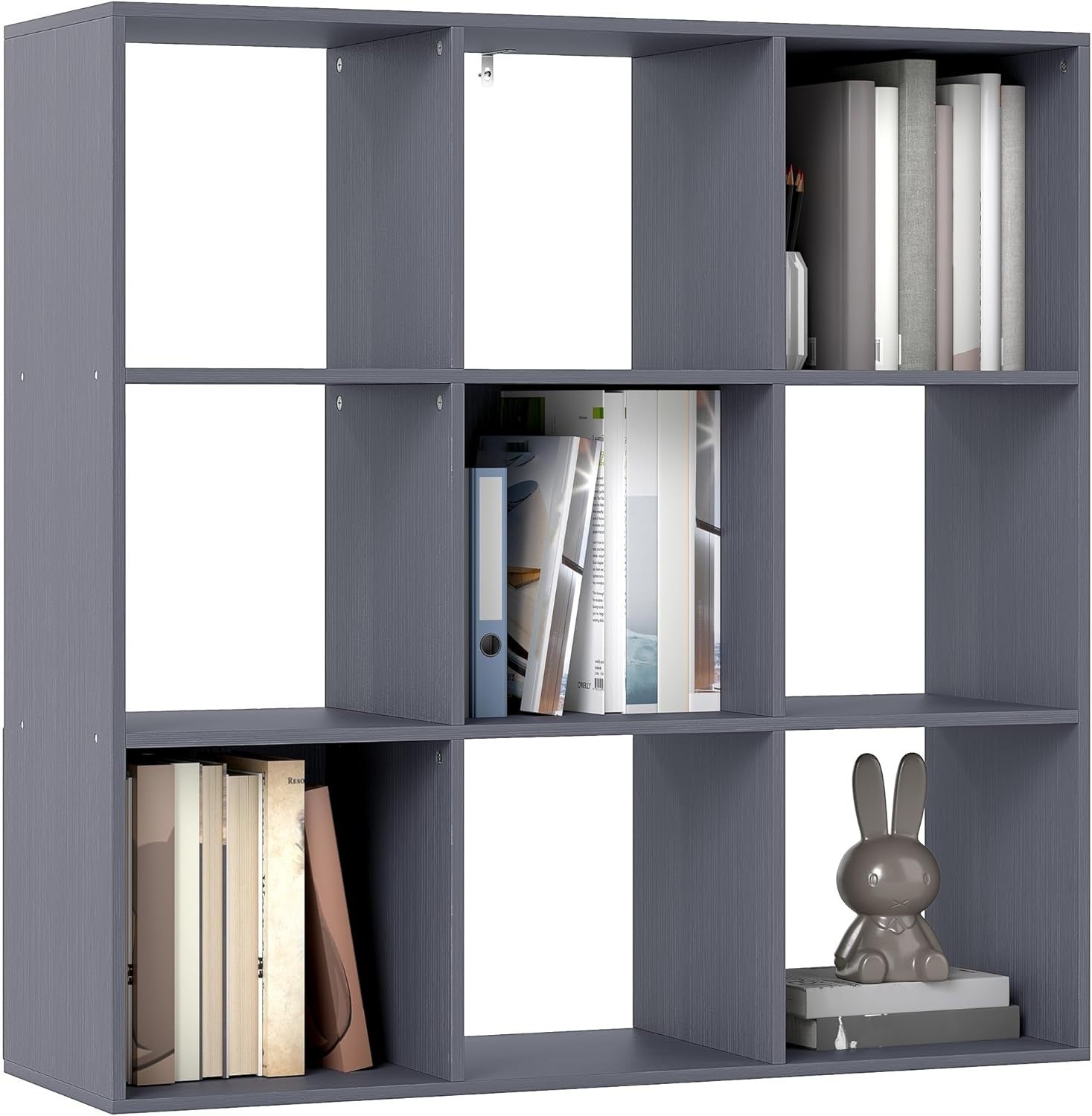Modern 9 Cube Bookcase Storage Unit Grey – Freestanding Shelving for Home