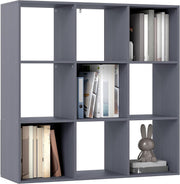 Modern 9 Cube Bookcase Storage Unit Grey – Freestanding Shelving for Home