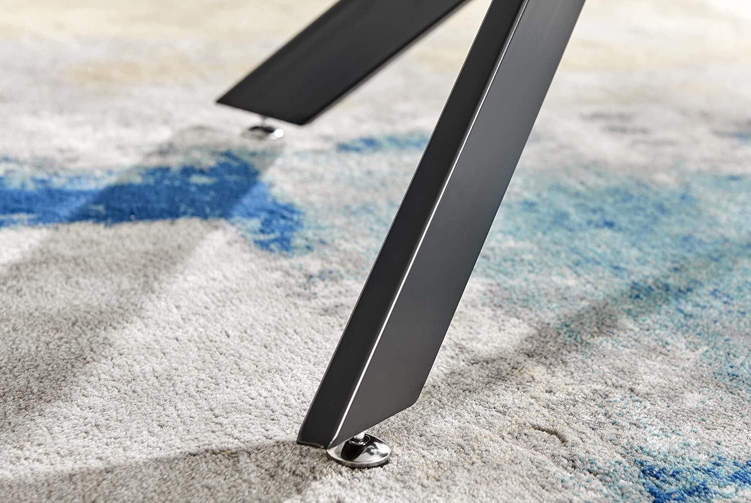 Round Glass Dining Table Chrome Cross Legs 100cm Modern Small Space