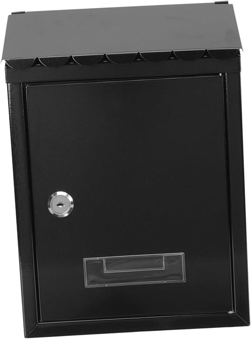 Lockable Wall Mount Mailbox Black Iron Vintage Post Box for Home Office Letters