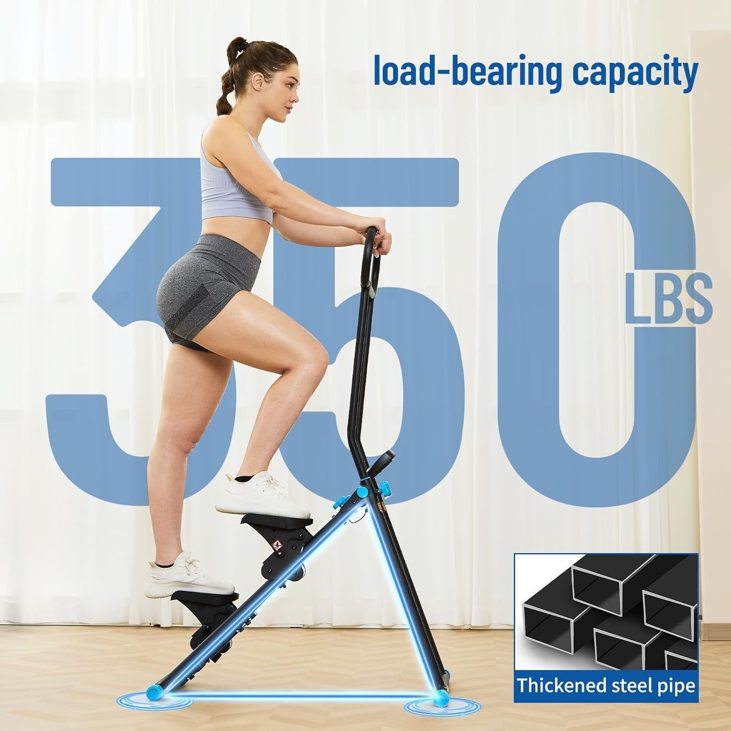 Foldable Stair Climber Stepper w/ 6 Resistance Levels, LCD Adjustable Handlebar