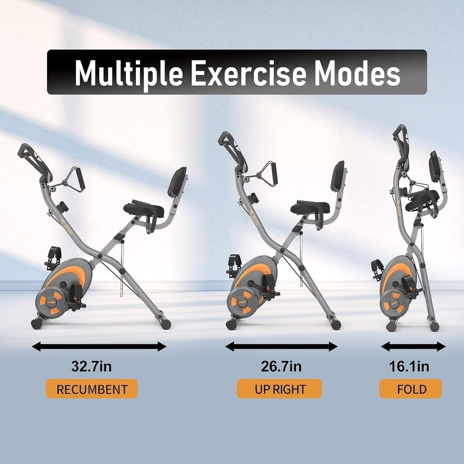 3-in-1 Folding Exercise Bike w/ 12-Level Magnetic Resistance & Arm Bands