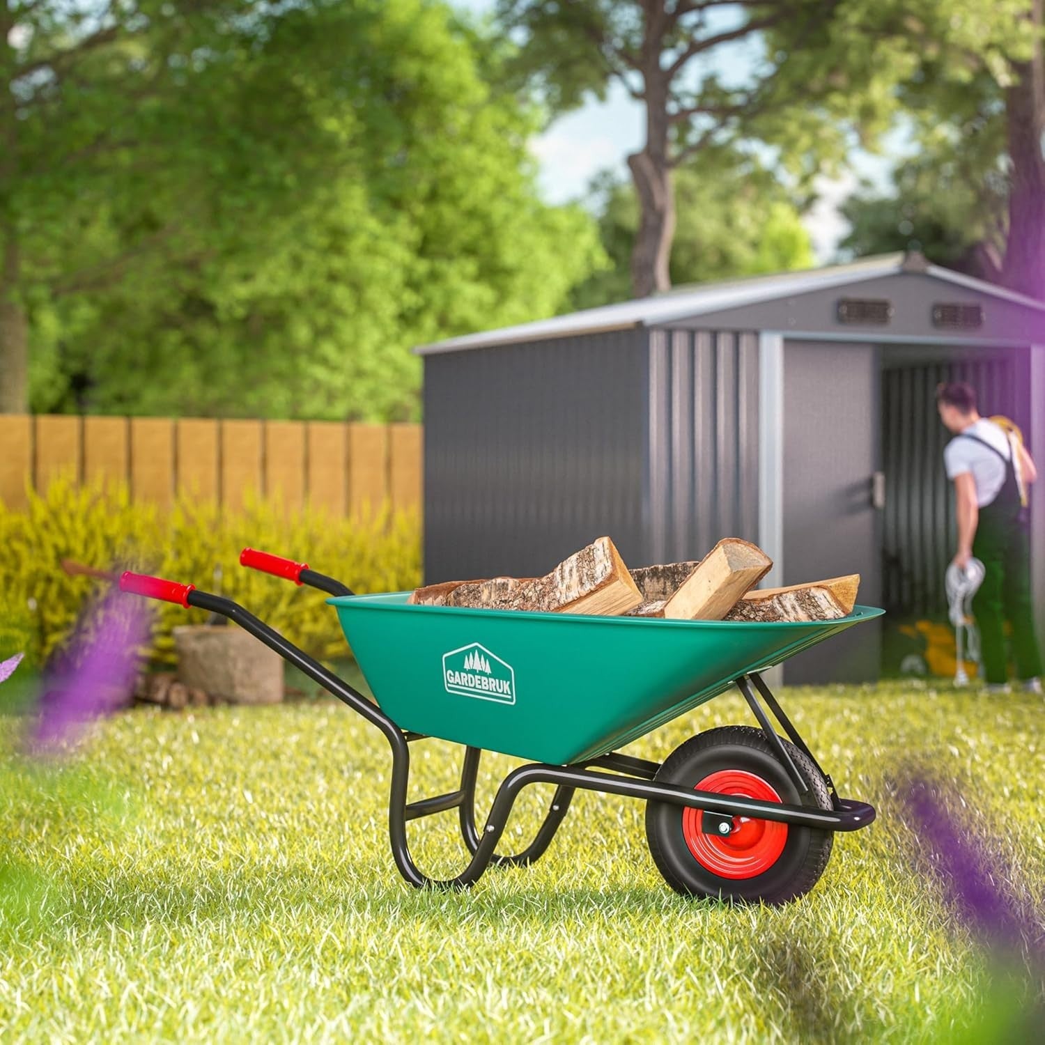 100L Garden Wheelbarrow – Polypropylene Tub w/ Steel Frame Tyre 250kg Load