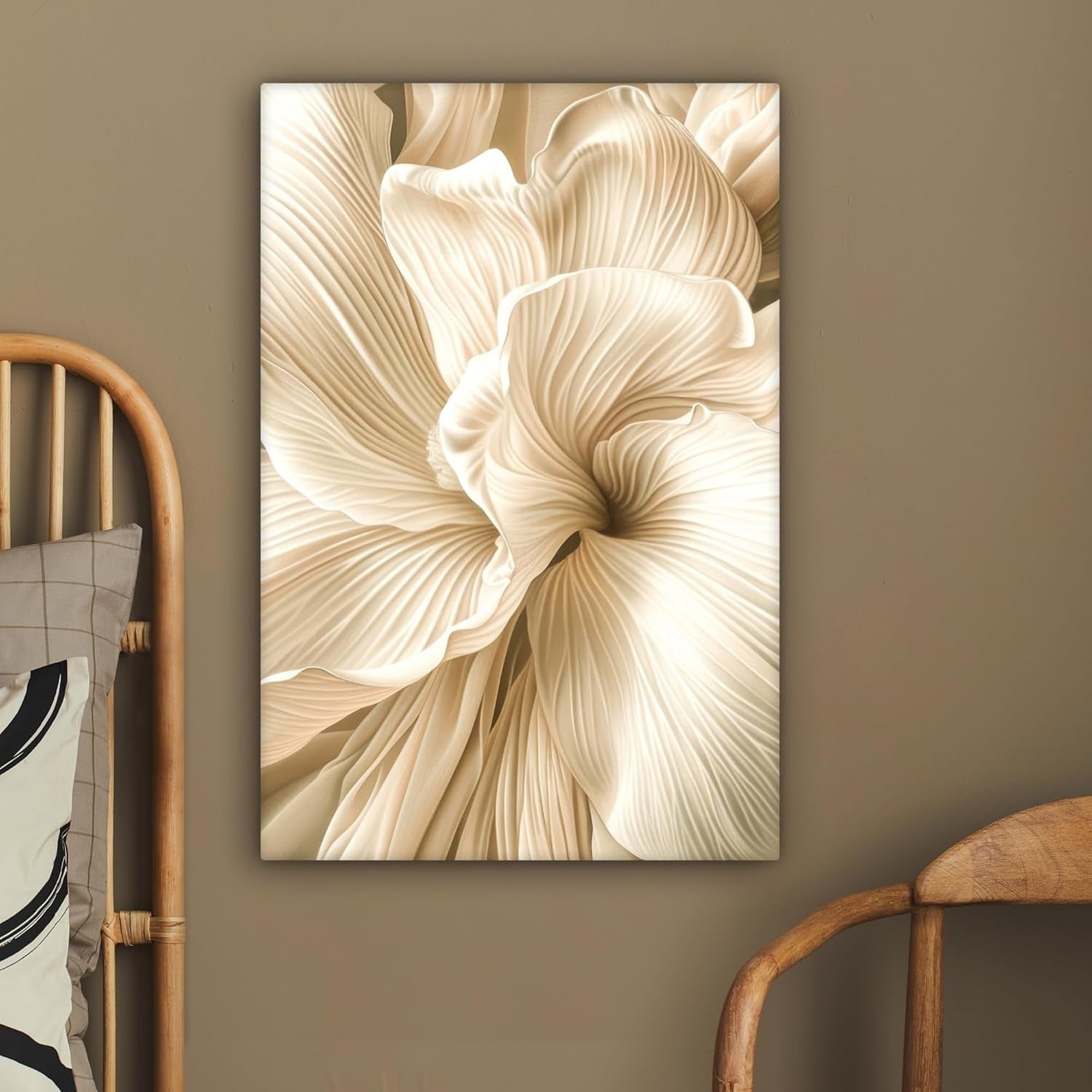 Beige Flower Canvas Wall Art 40x60cm Modern Framed Print Decor