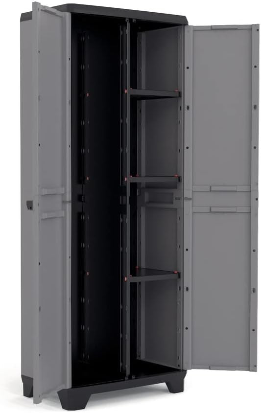 Tall Garage Storage Cabinet | Heavy Duty Plastic Utility Cupboard with Shelves