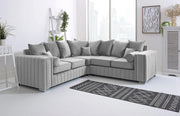 Light Grey Velvet Corner Sofa 5 Seater L Shape 2C2 Couch Chrome Legs