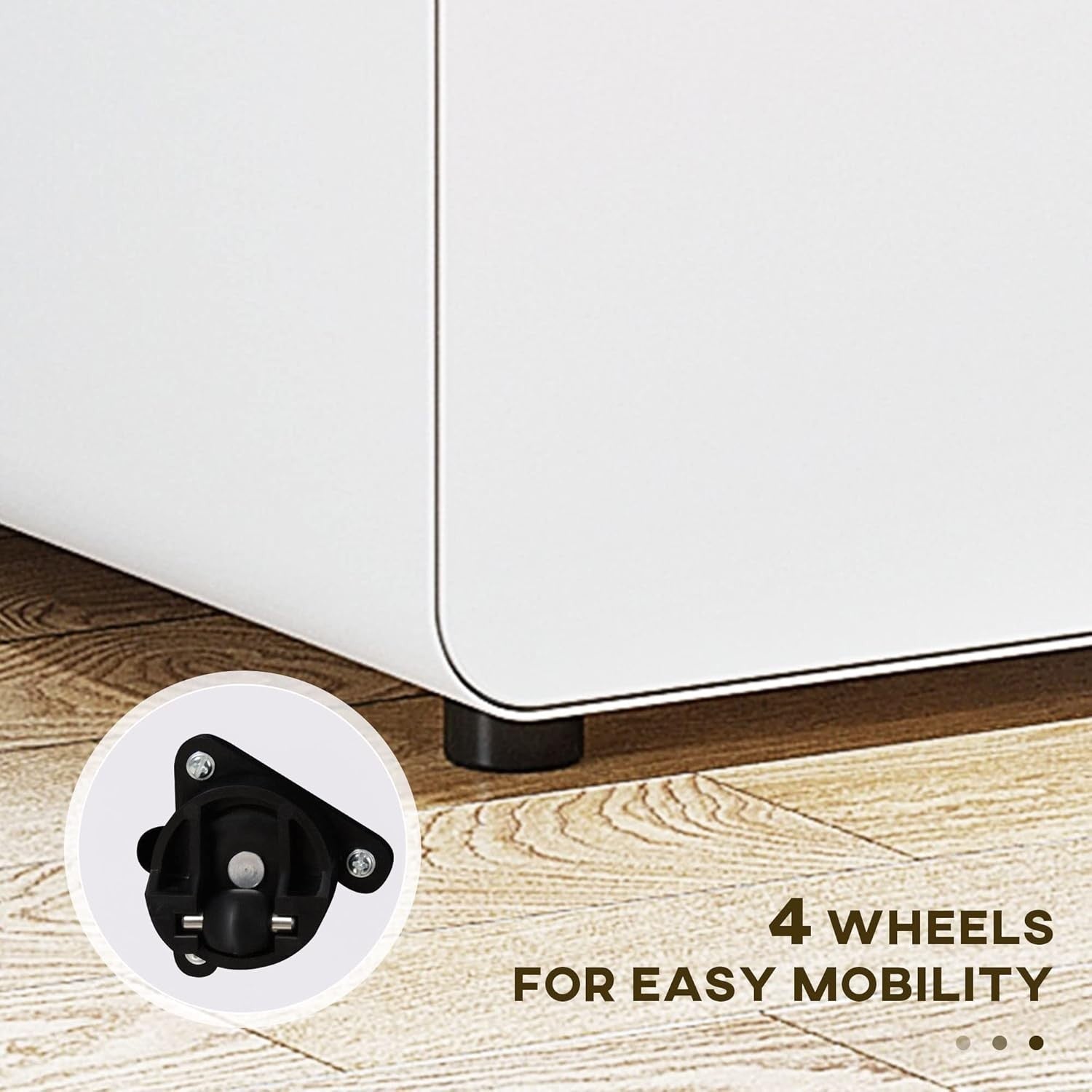 White 3 Drawer Lockable Filing Cabinet with Wheels A4 Home Office Storage