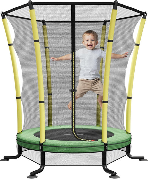 55in Kids Trampoline with Safety Enclosure Indoor Outdoor Anti-Slip