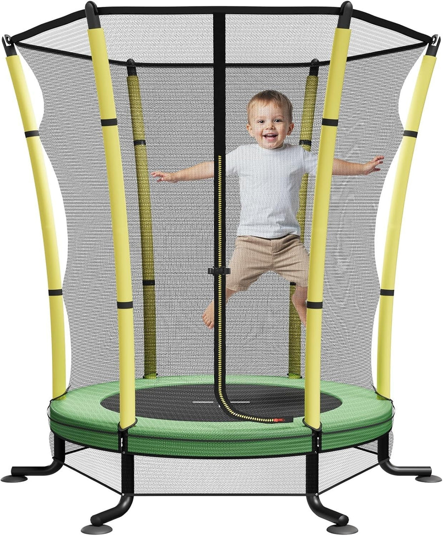 55in Kids Trampoline with Safety Enclosure Indoor Outdoor Anti-Slip