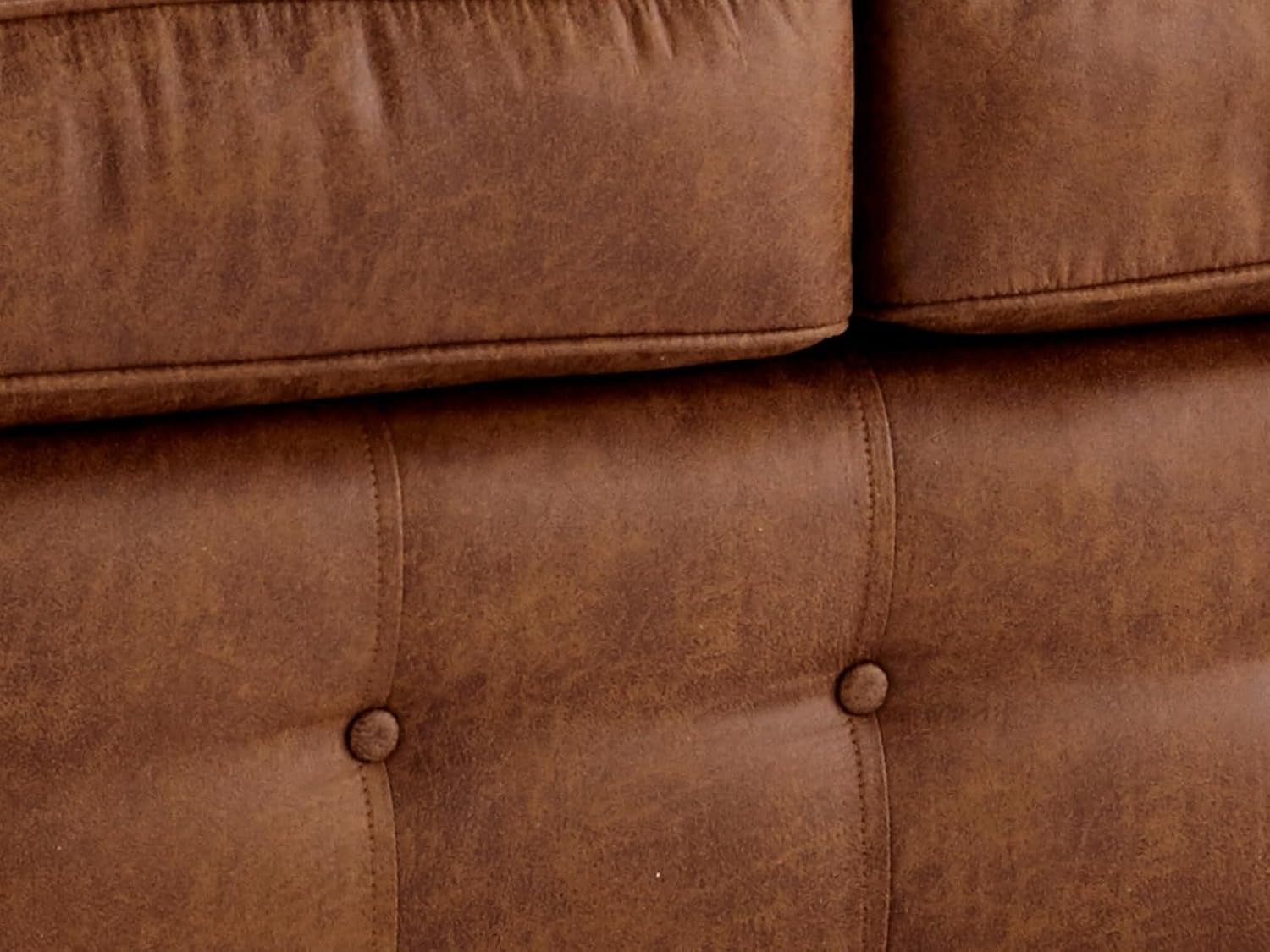 Luxury Brown L-Shaped Corner Sofa 5 Seater Faux Leather High Back Suite