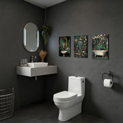 Dark Green Bathroom Wall Art 3 Piece Vintage Floral Canvas 11x14in
