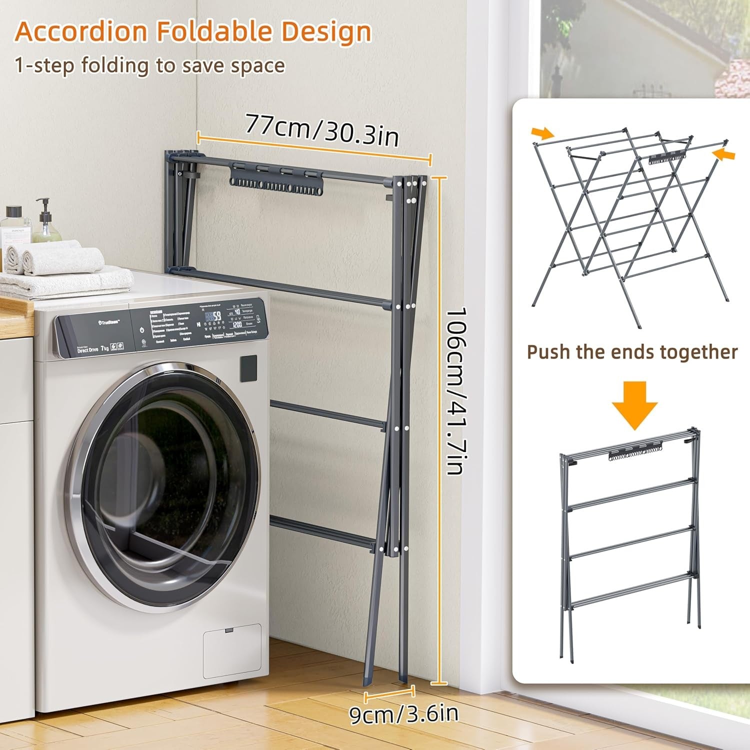 Folding Clothes Airer Large Laundry Drying Rack Space Saving Indoor Outdoor