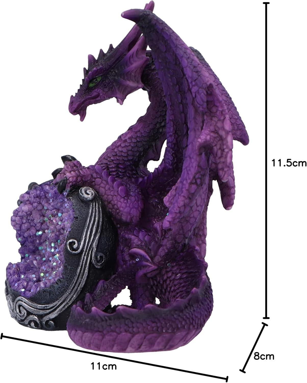 Purple Dragon Geode Ornament 11.5cm | Crystal Sphere Fantasy Figurine Gift Decor