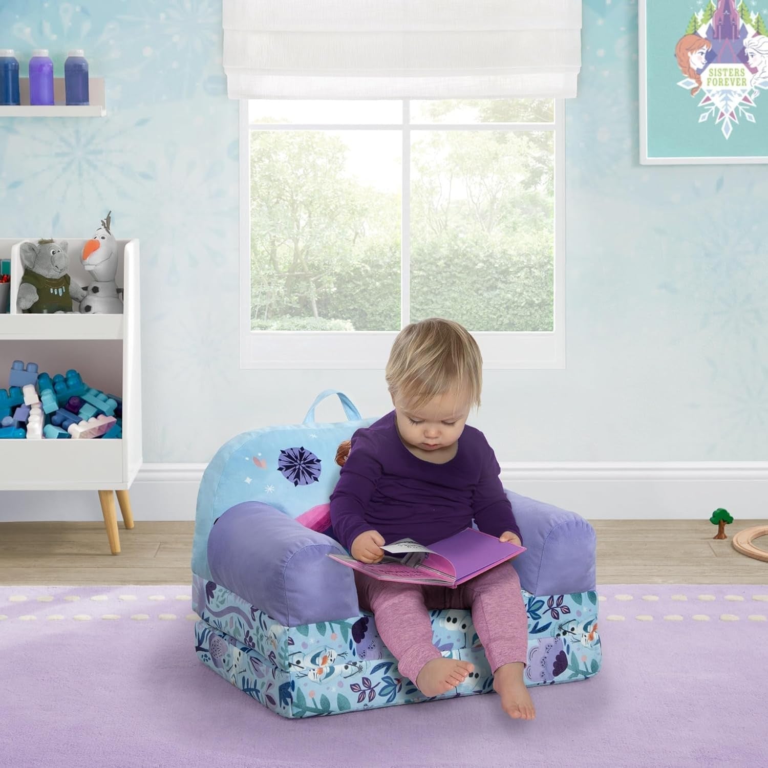 Kids Flip-Out Lounge Chair 2-in-1 Sleeper with Foam Comfort, Disney Frozen