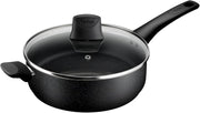 26cm Stone Black Non Stick Durable Coating Saute Pan with Lid Induction Safe