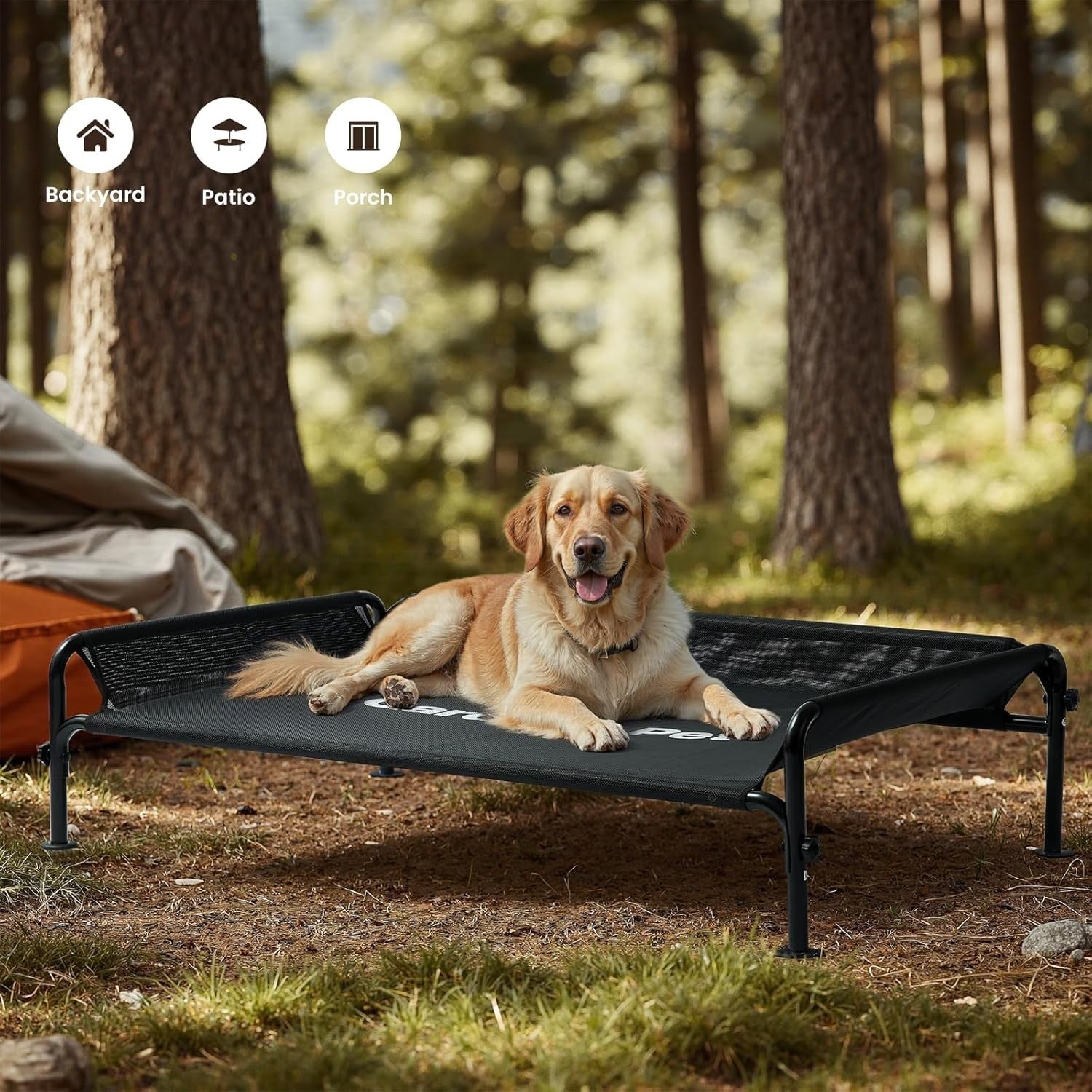Elevated Dog Bed Large 124x77x31cm Outdoor Cooling Cot Black