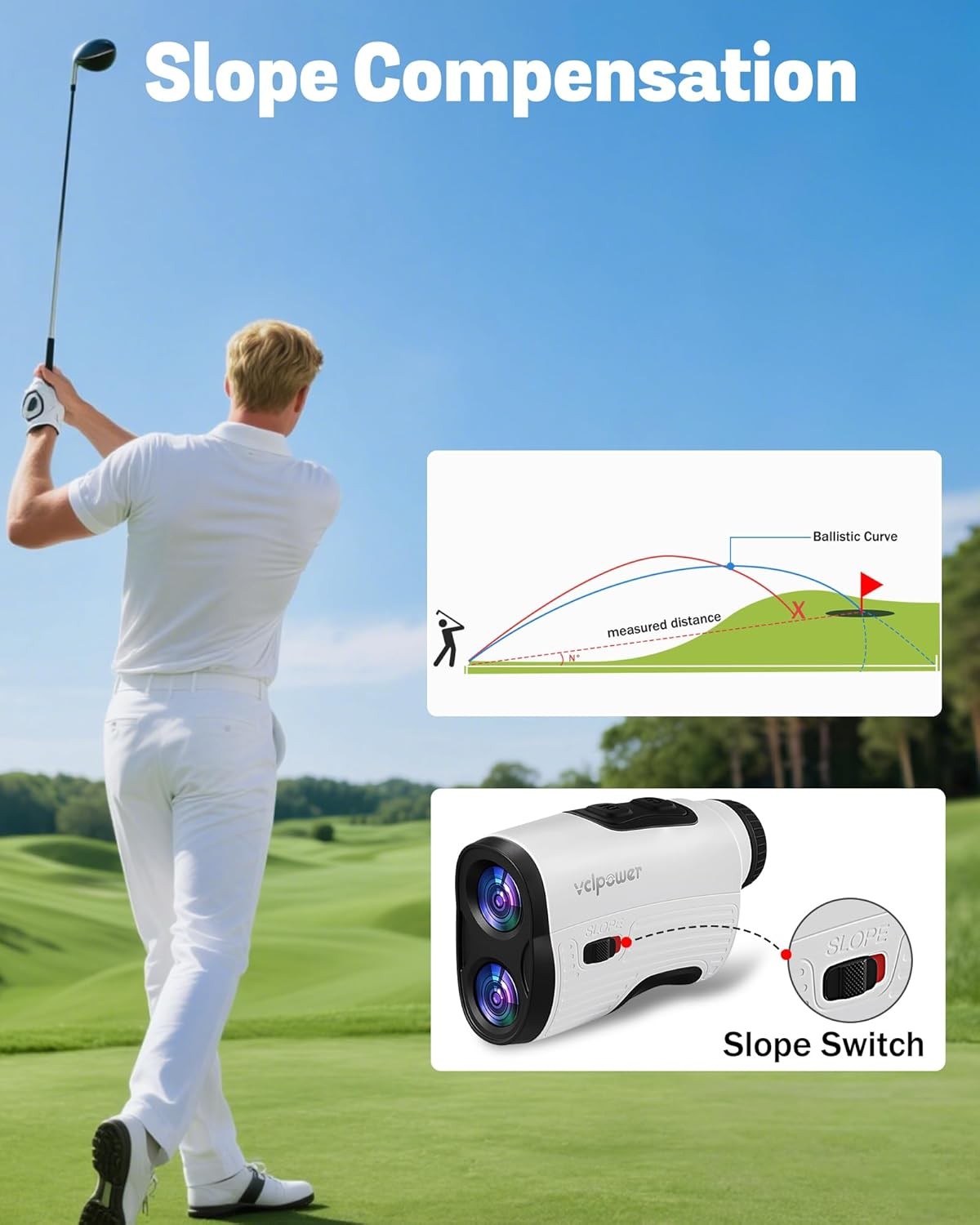 Golf Range Finder 1200 Yards Slope Flag Lock Vibration