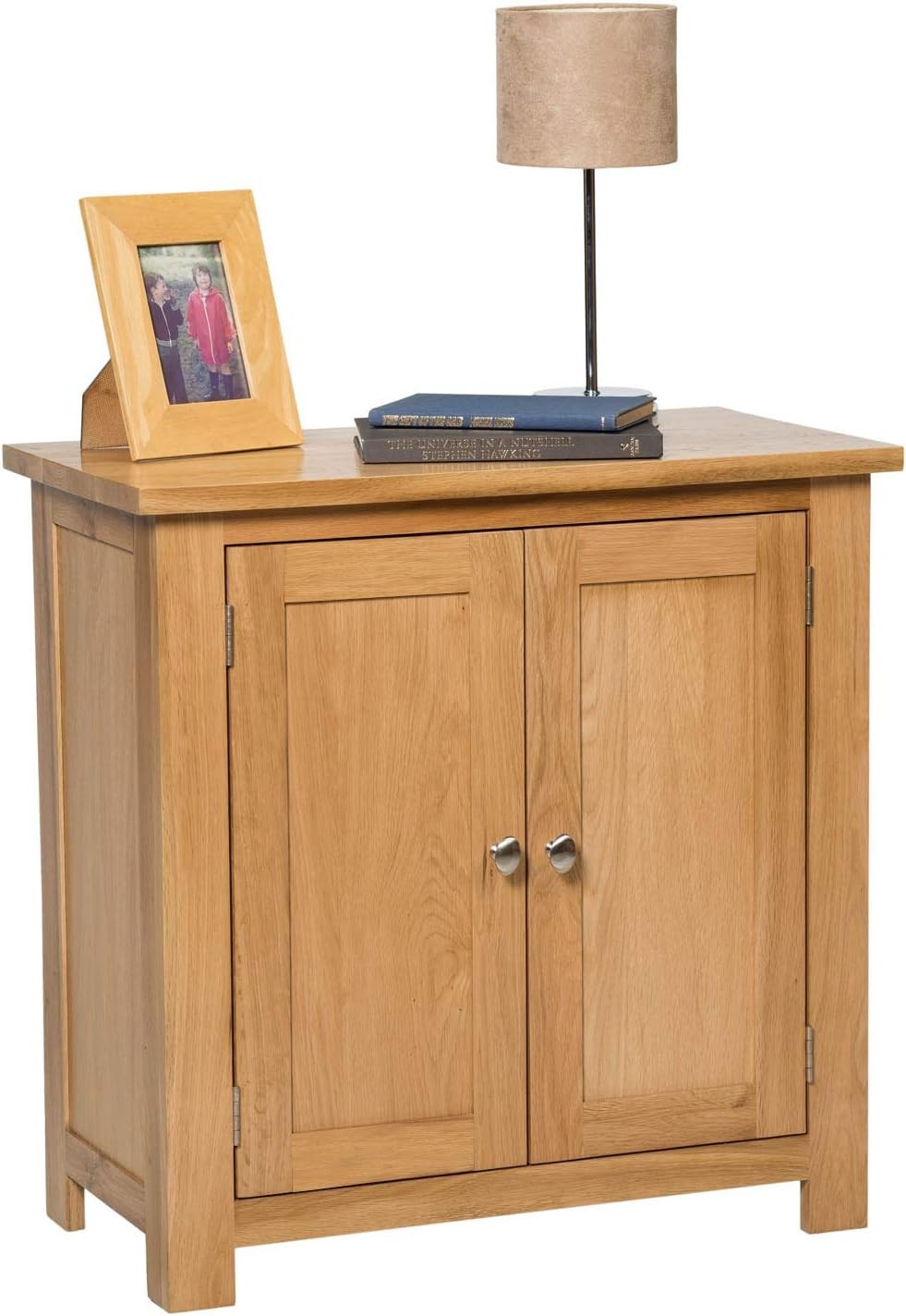 Solid Oak Wooden Storage Cabinet with 2 Doors & Adjustable Shelf 70cm