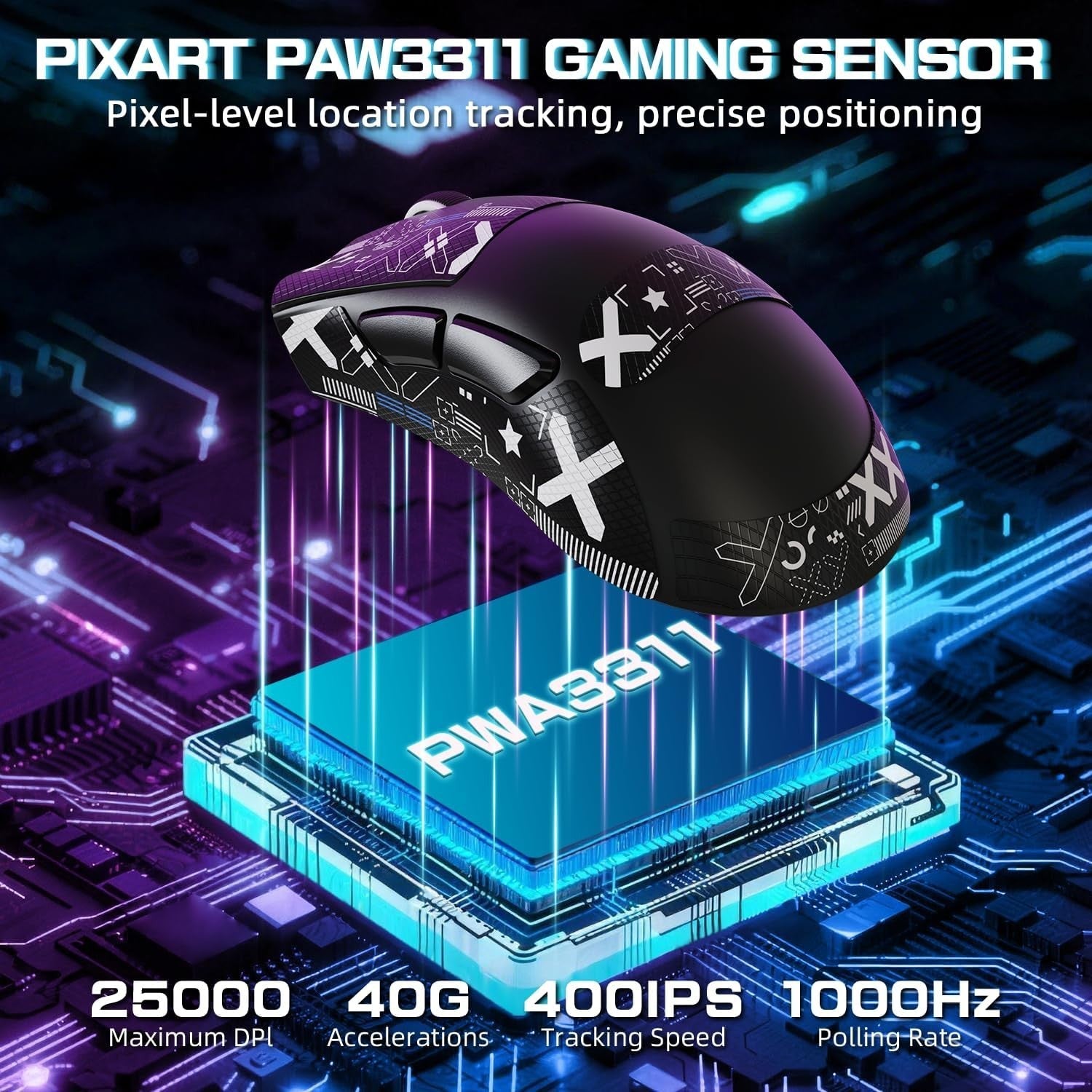 Wireless Gaming Mouse 25000 DPI Ultra-Light 65g RGB Dock 2.4G