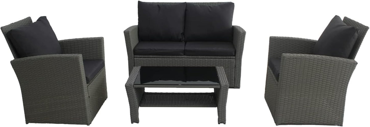 4 Seater Rattan Garden Sofa Set Outdoor Patio Furniture Cushions Table