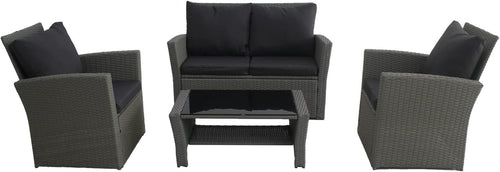 4 Seater Rattan Garden Sofa Set Outdoor Patio Furniture Cushions Table