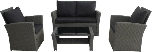 4 Seater Rattan Garden Sofa Set Outdoor Patio Furniture Cushions Table