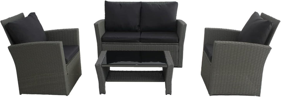4 Seater Rattan Garden Sofa Set Outdoor Patio Furniture Cushions Table