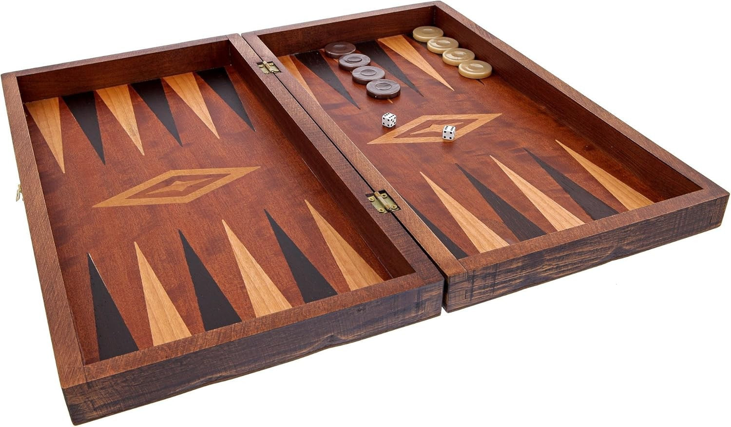 Handmade Wooden Backgammon Set Large 19 Inch Folding Board Game