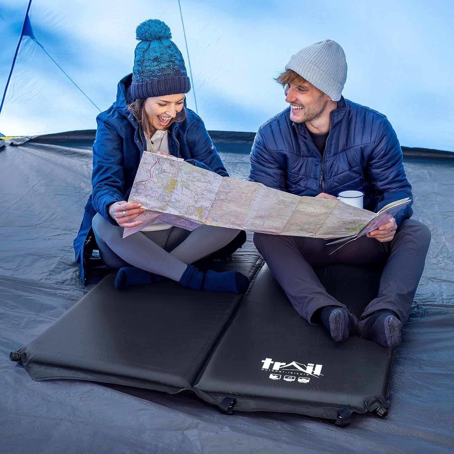 Self-Inflating Double Camping Mat 2.5cm Thick Lightweight Travel
