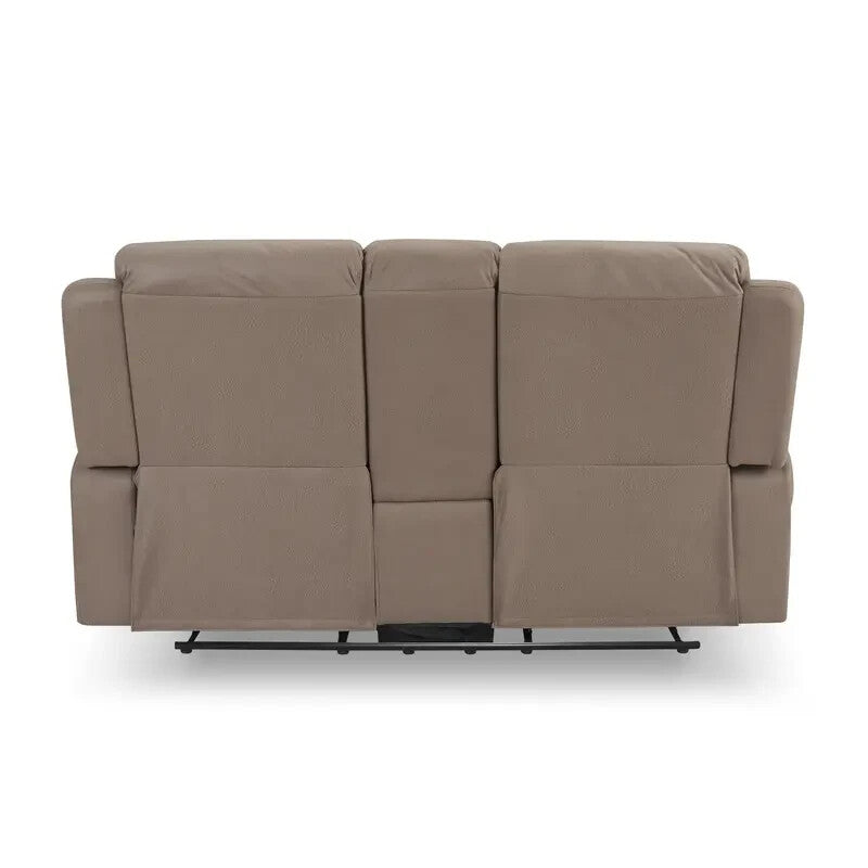 2 Seater Recliner Sofa Air Leather Brown Manual Couch Cupholder Storage