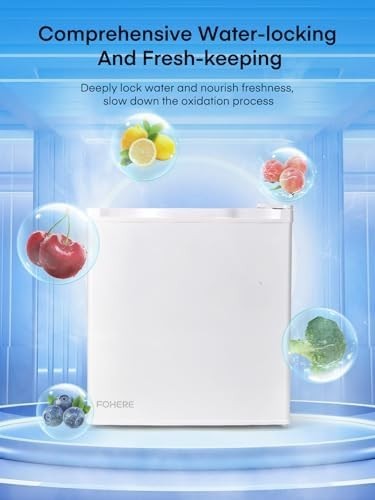 46L Mini Fridge Table Top Freezer-on-Top Quiet Reversible White