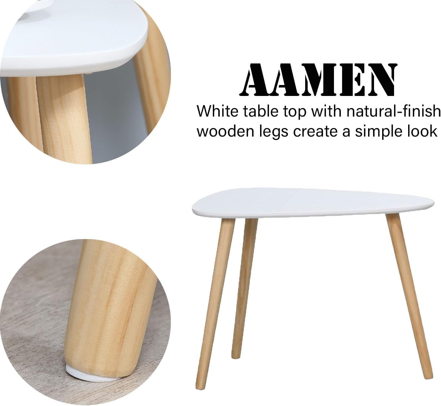 Nesting Coffee Tables White Set of 2 Modern Triangle Side Table Pine Legs
