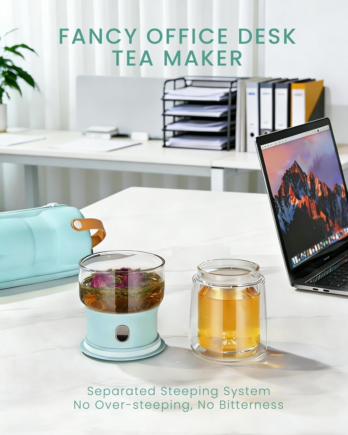 One Touch Tea Infuser Set 200ml Loose Leaf Brewer Cup with Carry Case