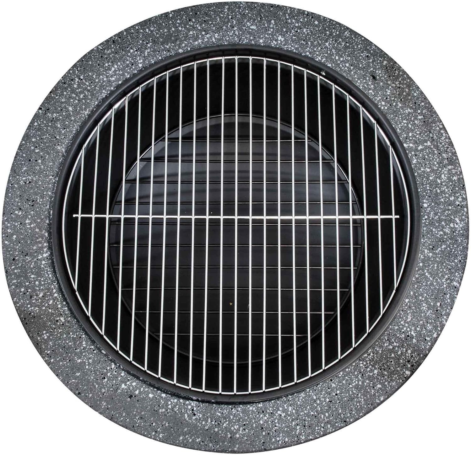 60cm Outdoor Fire Pit with BBQ Grill, Heat-Resistant MgO Stone Effect