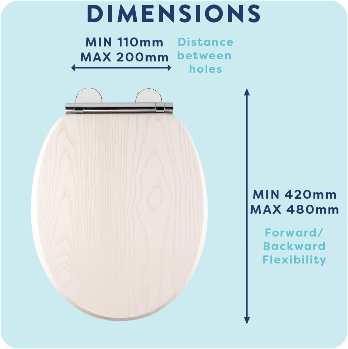 White Oak Wooden Toilet Seat Soft Close Quick Release Antibacterial Durable