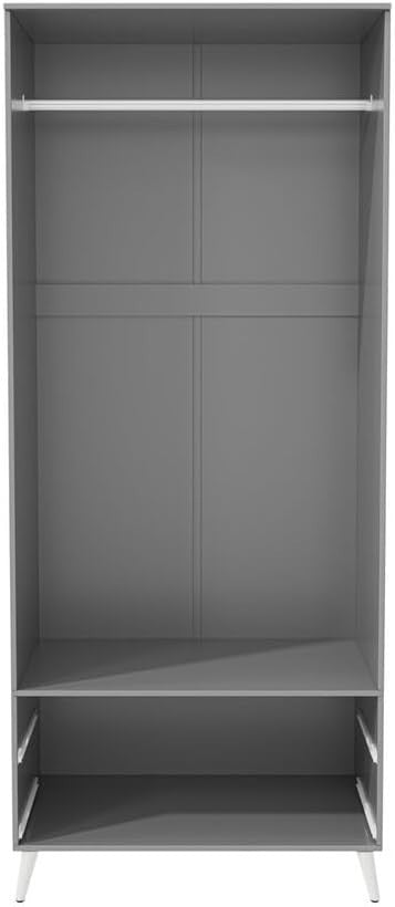 White Grey Modern Wardrobe 2 Doors 2 Drawers Bedroom Clothes Storage Unit