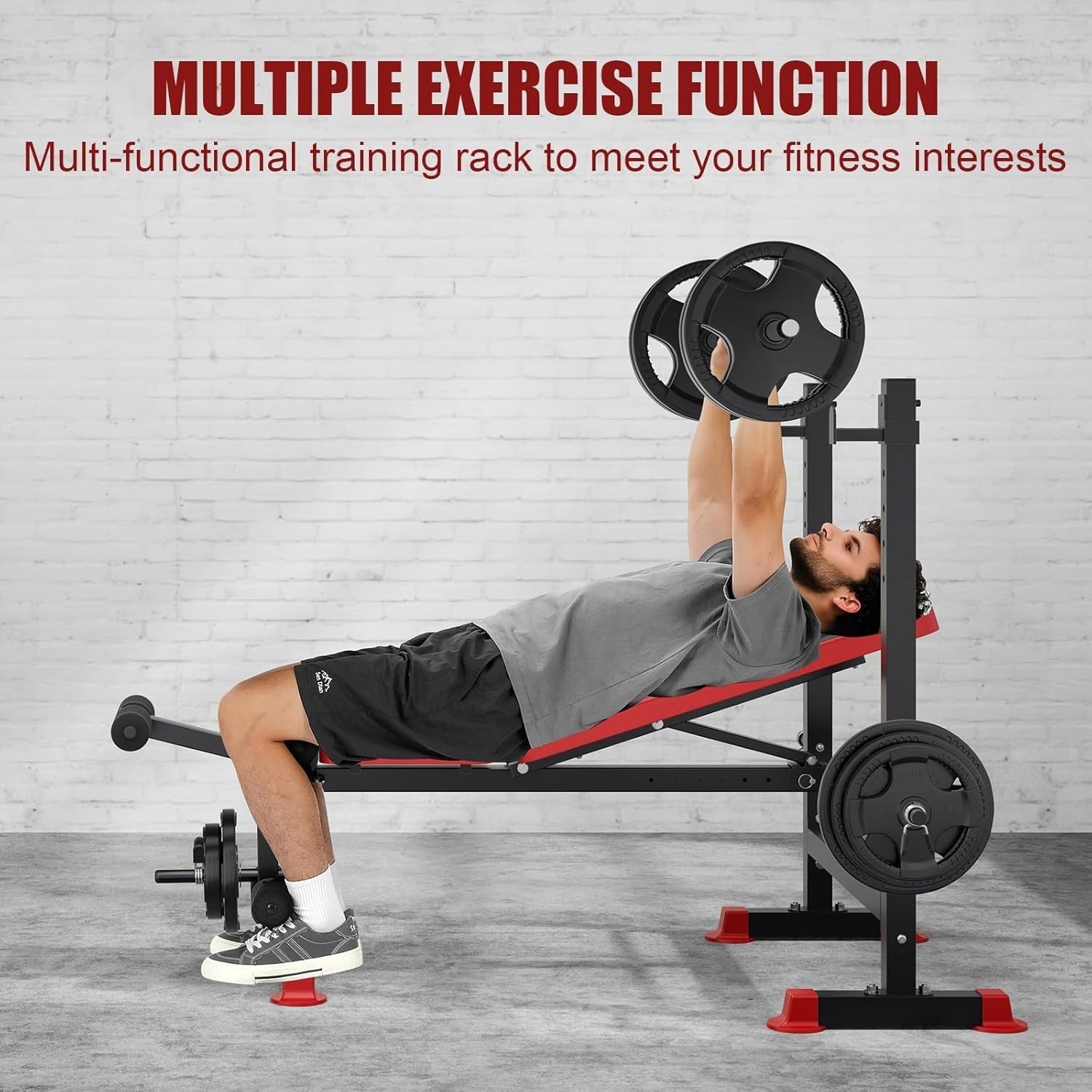 Multi-Function Folding Bench With Squat Rack Leg Developer 250kg