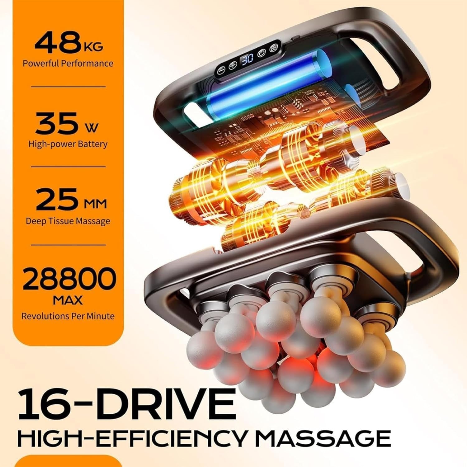 Electric Body Massager 16 Head Muscle Relief 30 Speed Deep Tissue Kneading