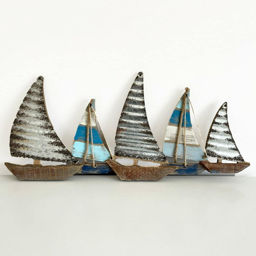 Vintage Metal Sailing Boat Wall Art 63cm Nautical Decor